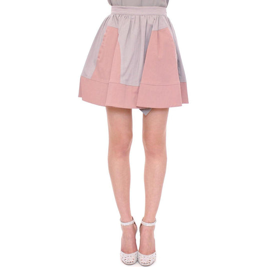 Comeforbreakfast Pink Gray Mini Short Pleated Skirt Comeforbreakfast