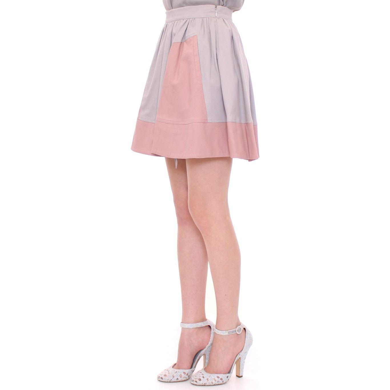 Comeforbreakfast Pink Gray Mini Short Pleated Skirt Comeforbreakfast