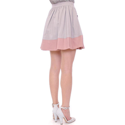 Comeforbreakfast Pink Gray Mini Short Pleated Skirt Comeforbreakfast