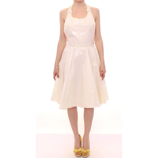 Licia Florio Elegant White Tea Halterneck Dress Licia Florio