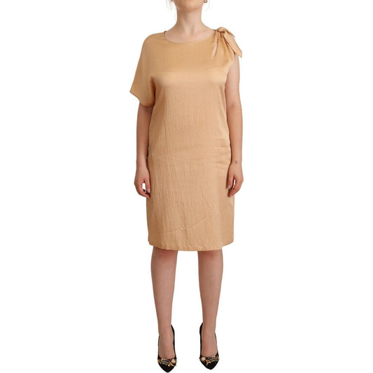 Moschino Beige One Sleeve Knee Length Shift Dress Moschino