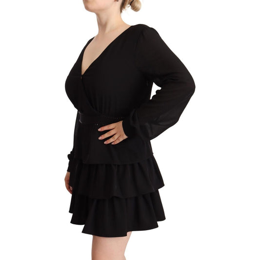 Liu Jo Elegant Black A-Line Mini Dress with Long Sleeves Liu Jo