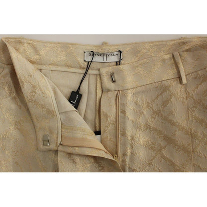 Zeyneptosun Beige Brocade Above Knee Shorts Zeyneptosun