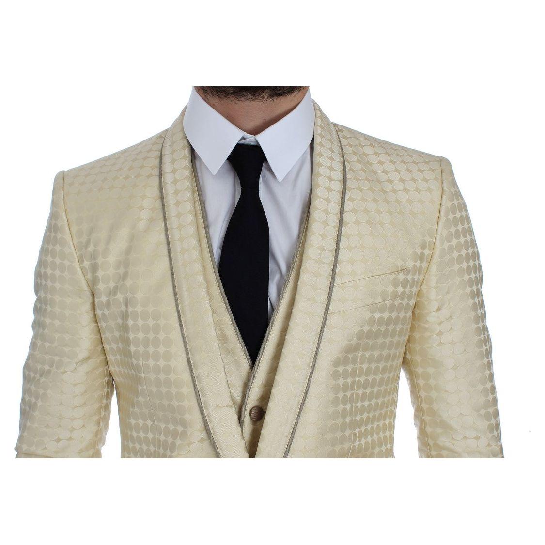 Dolce & Gabbana Beige Polka Dot Silk 2 Piece Blazer