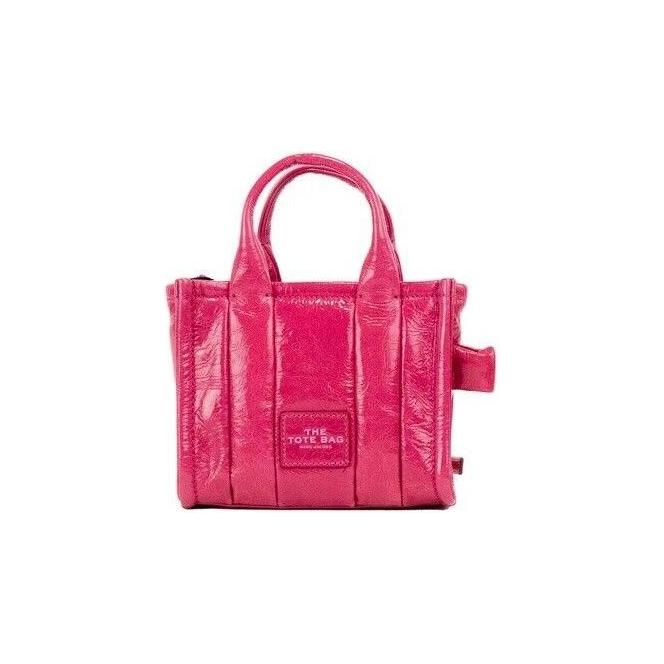 Marc Jacobs The Shiny Crinkle Micro Tote Magenta Leather Crossbody Bag Handbag Marc Jacobs