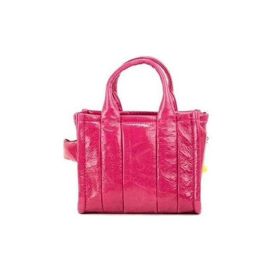 Marc Jacobs The Shiny Crinkle Micro Tote Magenta Leather Crossbody Bag Handbag Marc Jacobs