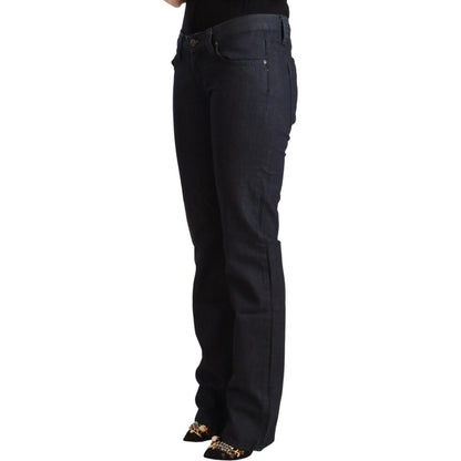 Exte Dark Blue Cotton Stretch Low Waist Straight Denim Jeans Exte