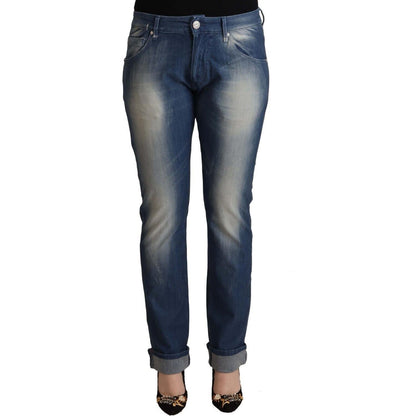 Acht Blue Washed Mid Waist Folded Hem Skinny Jeans Acht