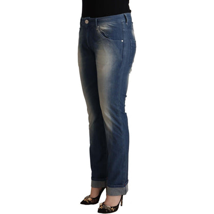 Acht Blue Washed Mid Waist Folded Hem Skinny Jeans Acht