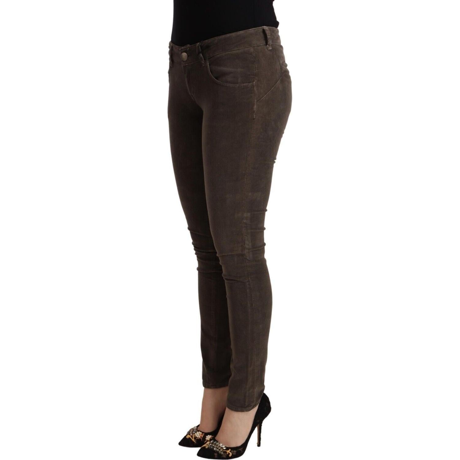 时尚修身棕色紧身牛仔裤