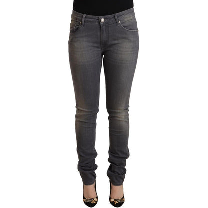 Acht Dark Gray Washed Cotton Denim Skinny Jeans Acht