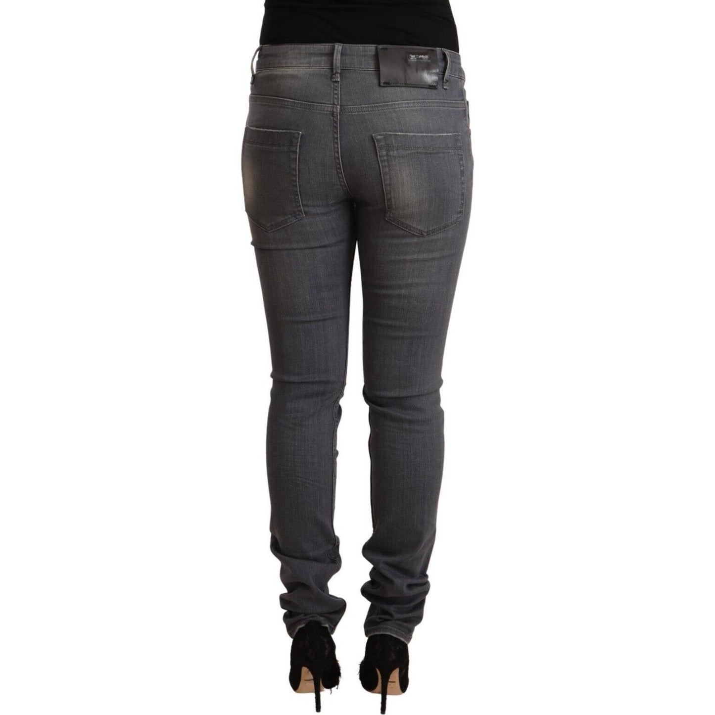 Acht Dark Gray Washed Cotton Denim Skinny Jeans Acht