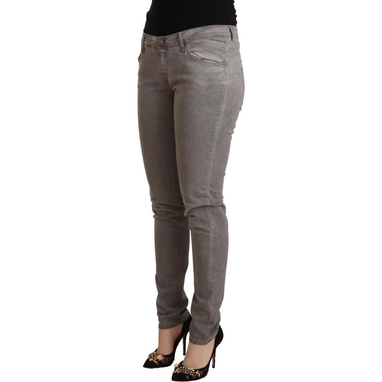 Acht Gray Cotton Low Waist Skinny Push Up Denim Jeans Acht