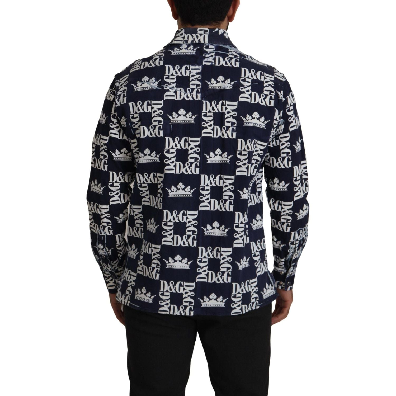 优雅修身蓝色皇冠衬衫