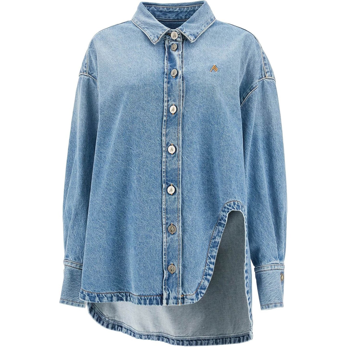 The Attico asymmetric denim overshirt Jackets The Attico