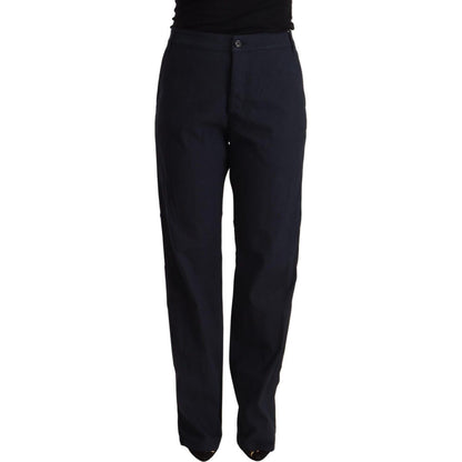 Exte Black High Waist Tapered Cotton Pants Exte
