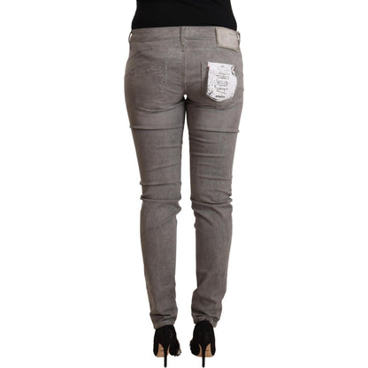 Acht Gray Cotton Low Waist Skinny Push Up Denim Jeans Acht