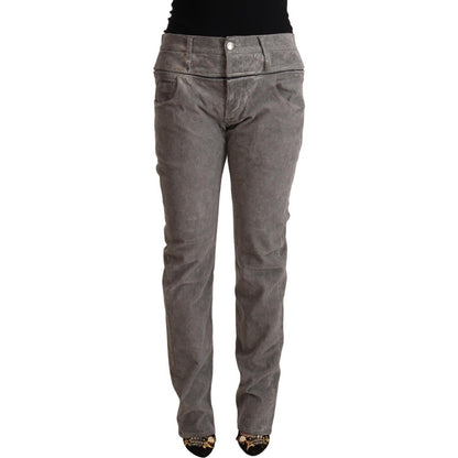 Acht Gray Cotton Straight Fit High Waist Pants Acht