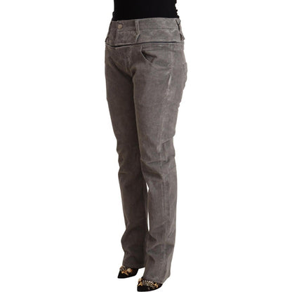 Acht Gray Cotton Straight Fit High Waist Pants Acht