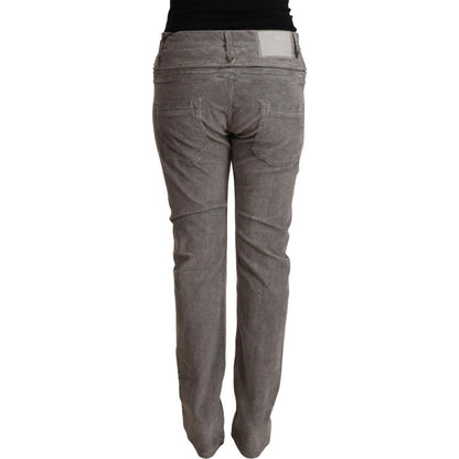 Acht Gray Cotton Straight Fit High Waist Pants Acht