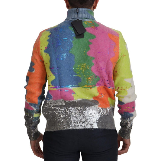 Dolce & Gabbana Multicolor Turtleneck TV Motive Sweater Dolce & Gabbana