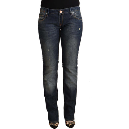 Acht Blue Washed Cotton Low Waist Skinny Denim Jeans Acht