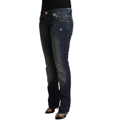 Acht Blue Washed Cotton Low Waist Skinny Denim Jeans Acht