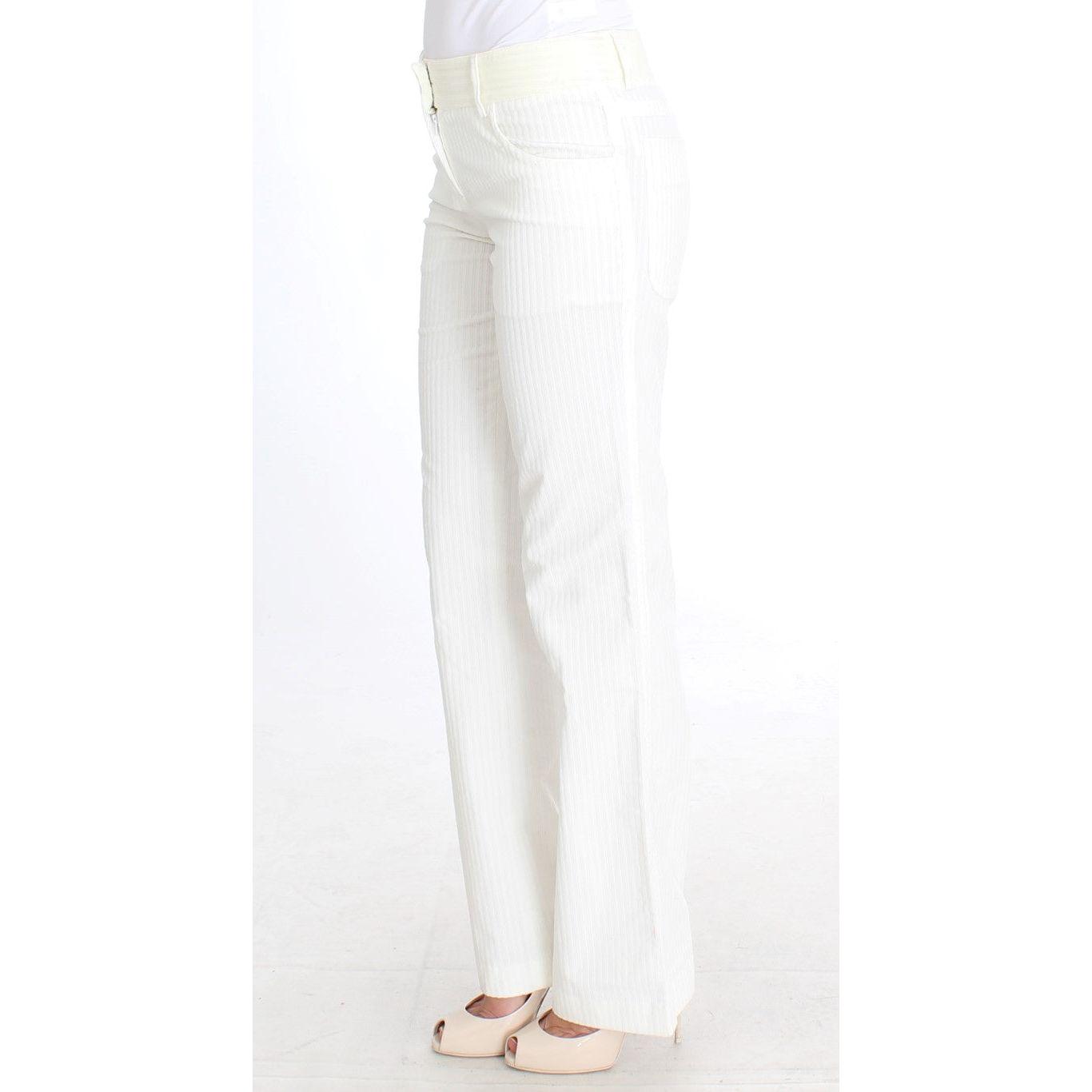 Ermanno Scervino Chic White Striped Straight Fit Pants Ermanno Scervino