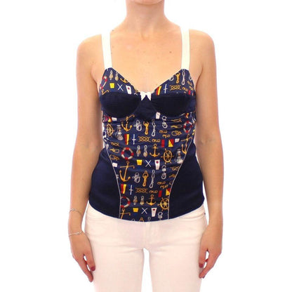 Dolce & Gabbana Blue Sailor Motive Tank Top