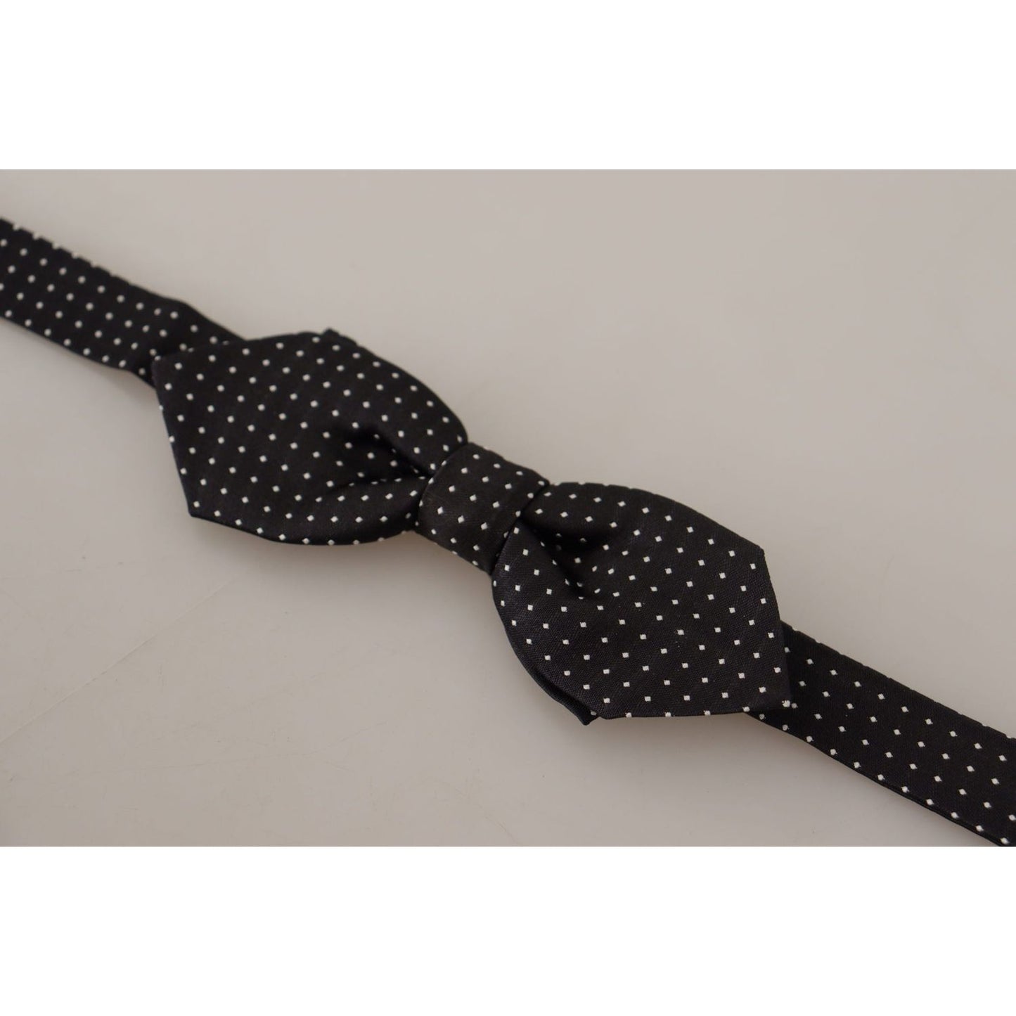 Dolce & Gabbana Black White Polka Dot Adjustable Neck Papillon Bow Tie