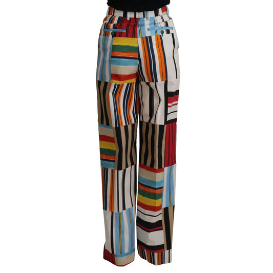 Dolce & Gabbana Multicolor Striped High Waist Cotton Pants