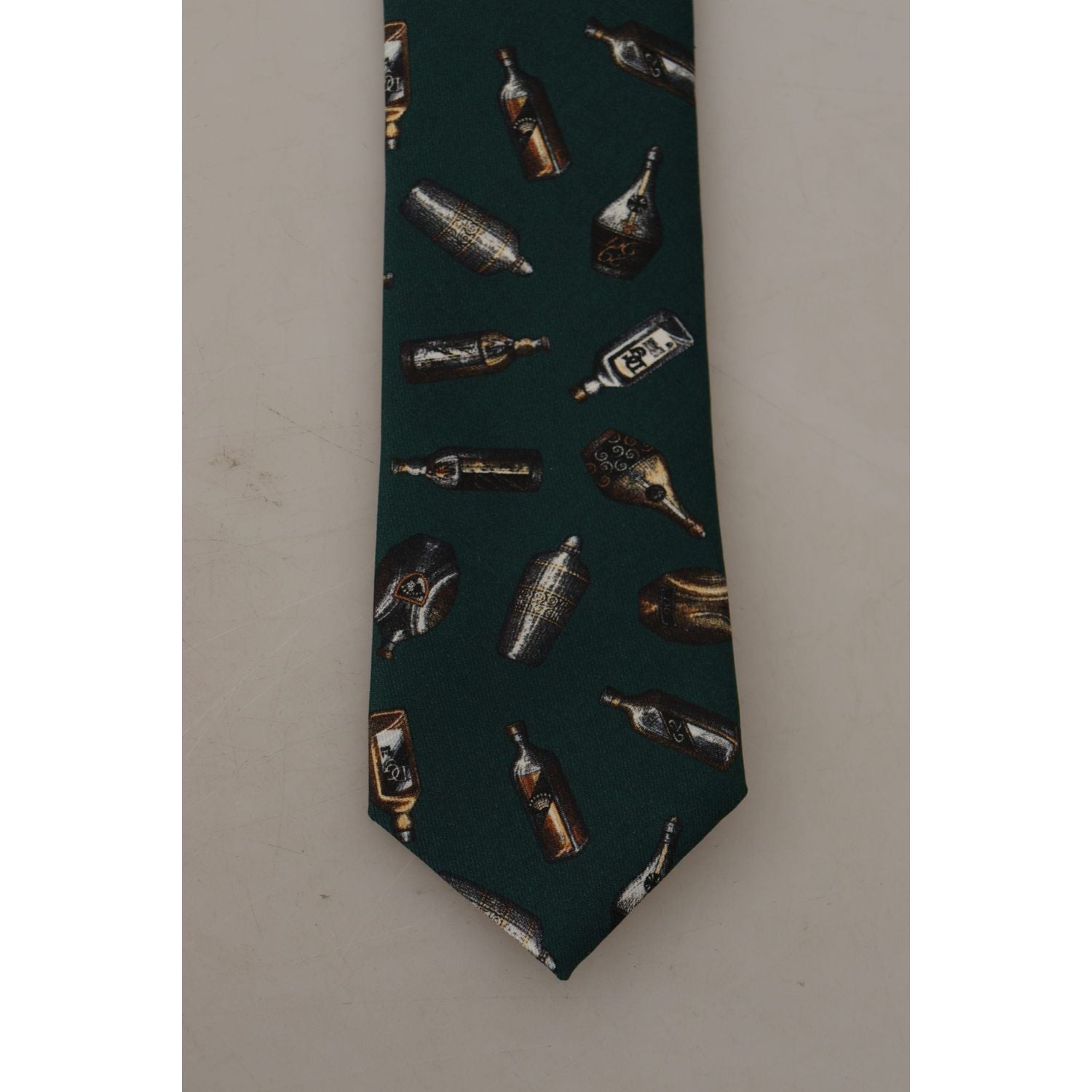 Dolce & Gabbana Black Bottle Fantasy Print Silk Adjustable Accessory Tie