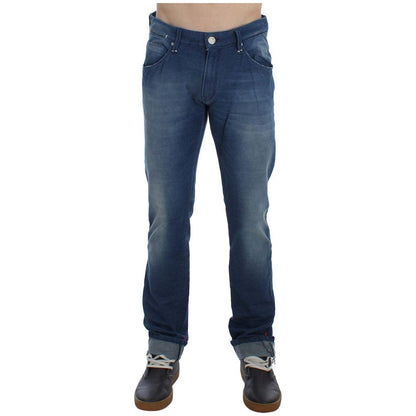 Acht Blue Wash Denim Cotton Stretch Slim Fit Jeans Acht