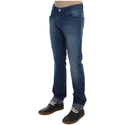 Acht Blue Wash Denim Cotton Stretch Slim Fit Jeans Acht