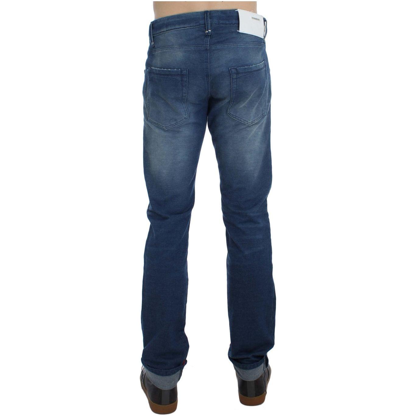 Acht Blue Wash Denim Cotton Stretch Slim Fit Jeans Acht