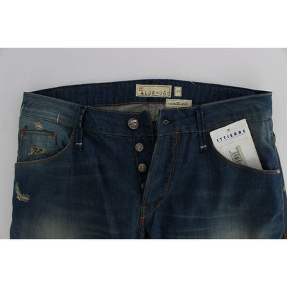 Acht Blue Wash Denim Cotton Stretch Baggy Fit Jeans Acht