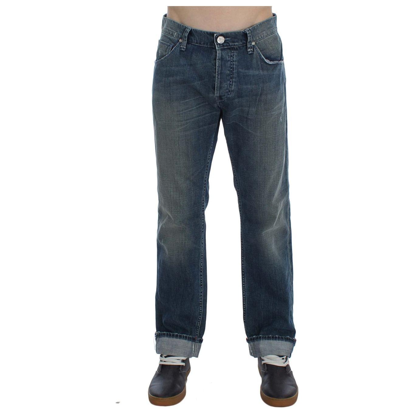 Acht Blue Wash Cotton Denim Regular Fit Jeans Acht