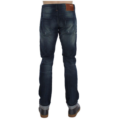 Acht Blue Wash Cotton Denim Slim Fit Jeans Acht