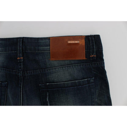 Acht Blue Wash Cotton Denim Slim Fit Jeans Acht