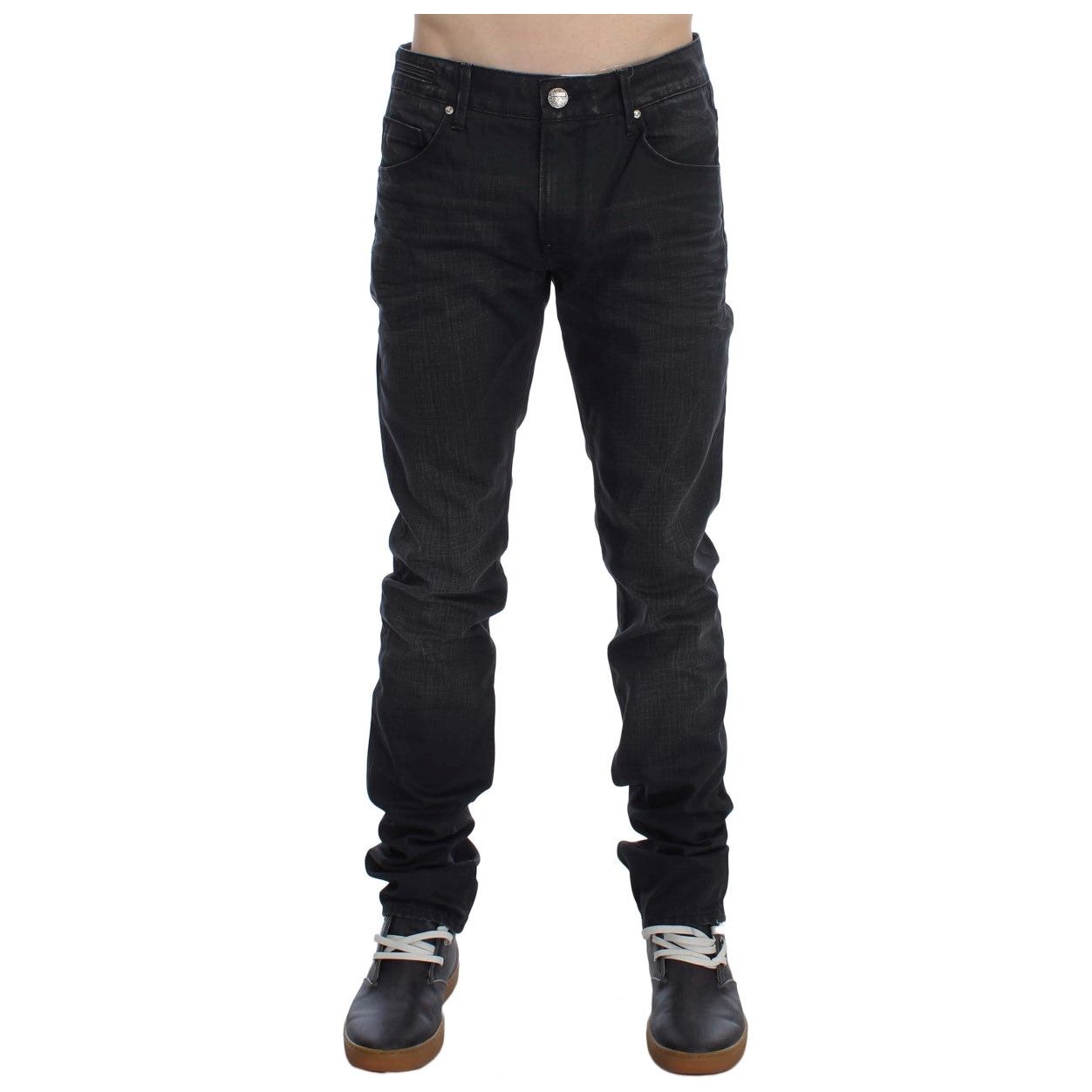 Acht Sleek Gray Slim Fit Italian Mens Jeans Acht