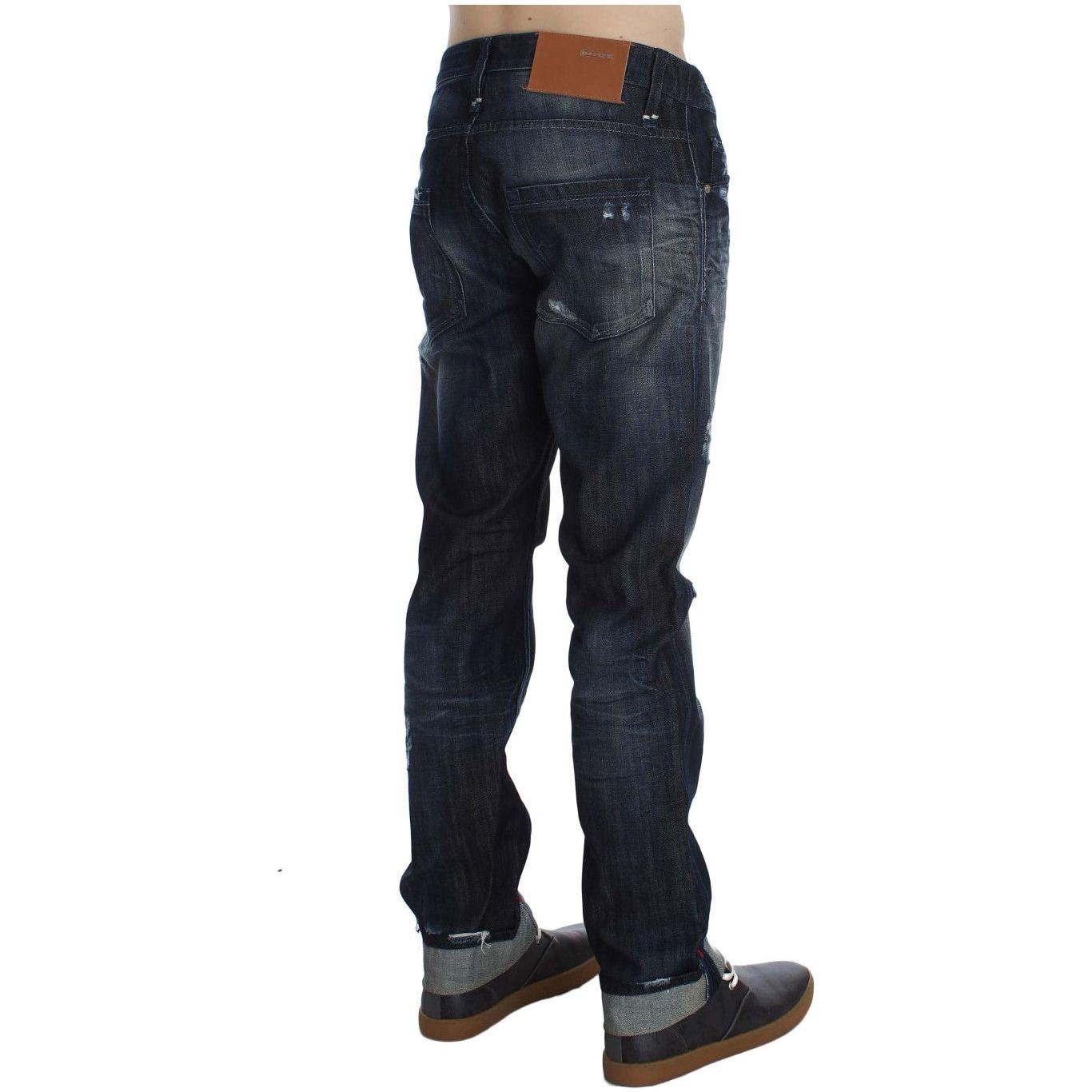 Acht Blue Cotton Regular Straight Fit Jeans Acht