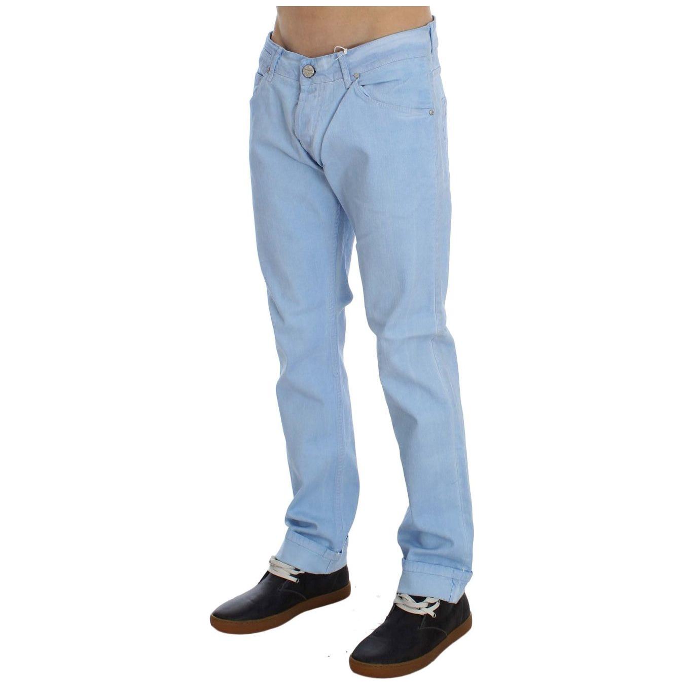 Acht Blue Cotton Stretch Low Waist Fit Jeans Acht