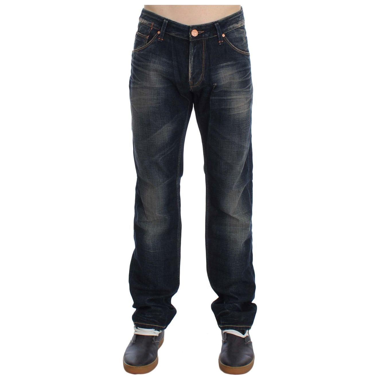 Acht Blue Wash Straight Fit Low Waist Jeans Acht