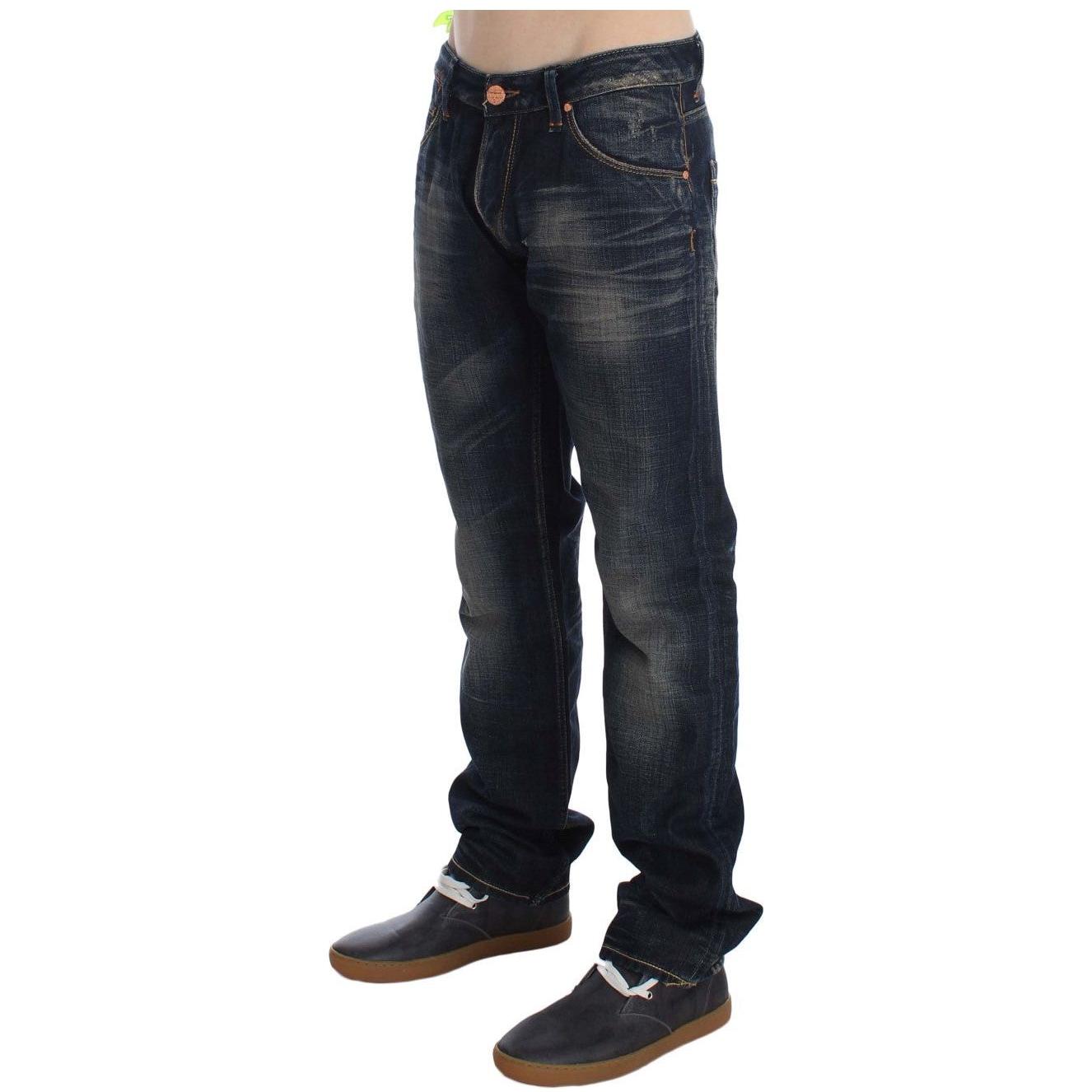 Acht Blue Wash Straight Fit Low Waist Jeans Acht