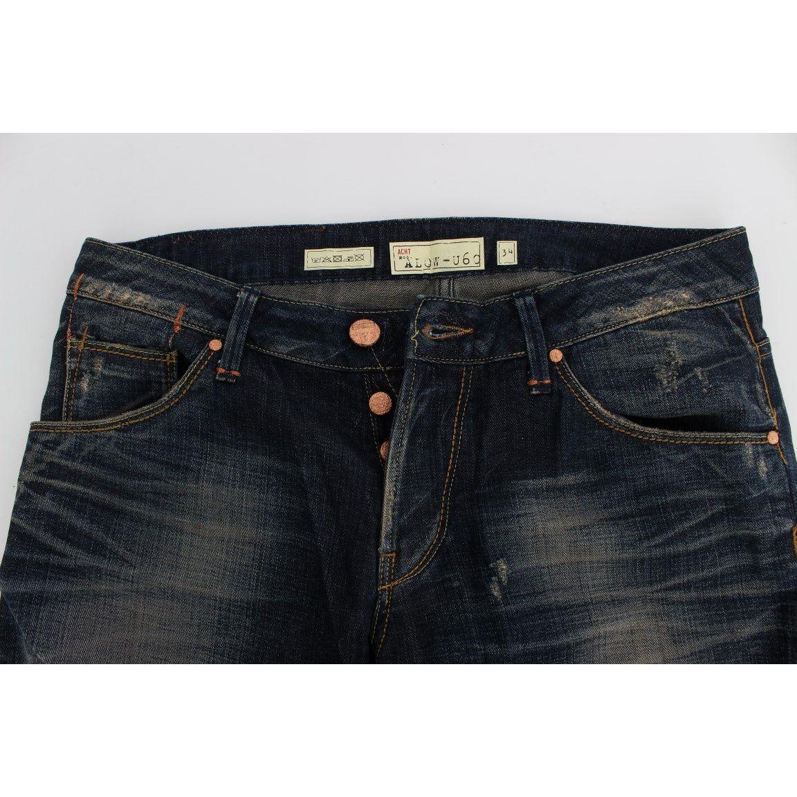 Acht Blue Wash Straight Fit Low Waist Jeans Acht