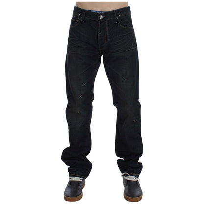 Acht Blue Wash Cotton Denim Straight Fit Jeans Acht
