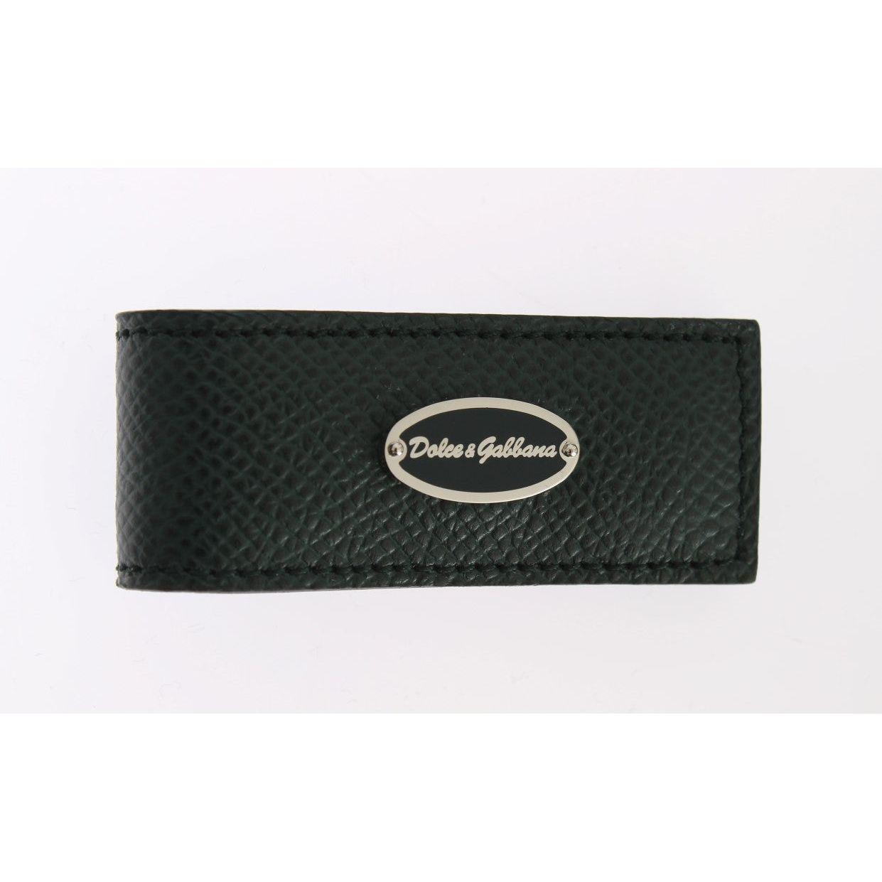 Dolce & Gabbana Green Leather Magnet Money Clip Dolce & Gabbana
