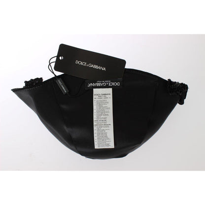 Dolce & Gabbana Black Crystal Gold Cherries Brooch Hat