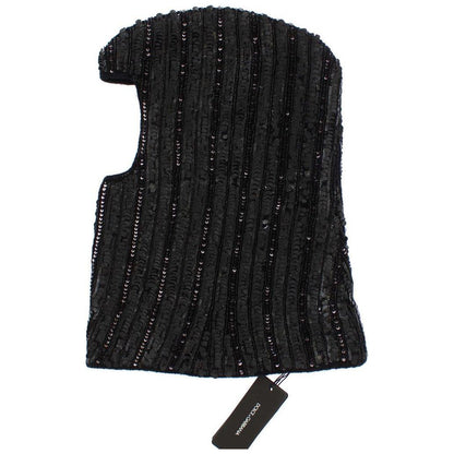 Dolce & Gabbana Black Knitted Sequin Hood Scarf Hat