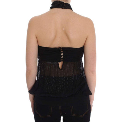 Exte Black Neck Wrap Top Blouse Exte